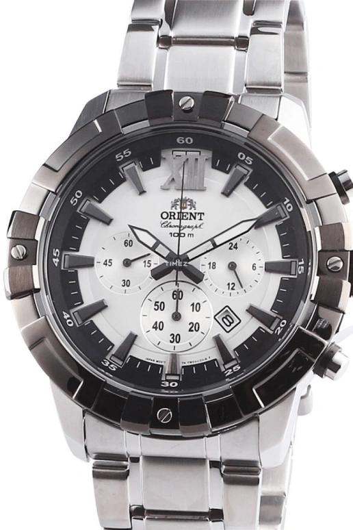 Orient,Sports 47mm,47mm,Stainless Steel,White,Quartz,Chronograph,Day,FTW03002W