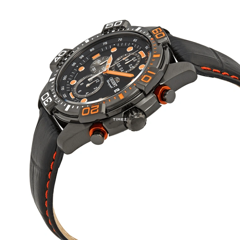 Orient,Sports 44.50mm,44.50mm,Stainless Steel,Black,Quartz,Chronograph,Day,Dule Time,SFM00005D0
