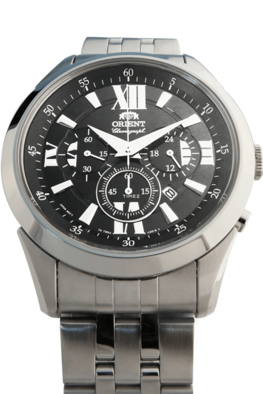 Orient,Classic 44mm,44mm,Stainless Steel,Black,Quartz,Chronograph,Day,FTW04003B