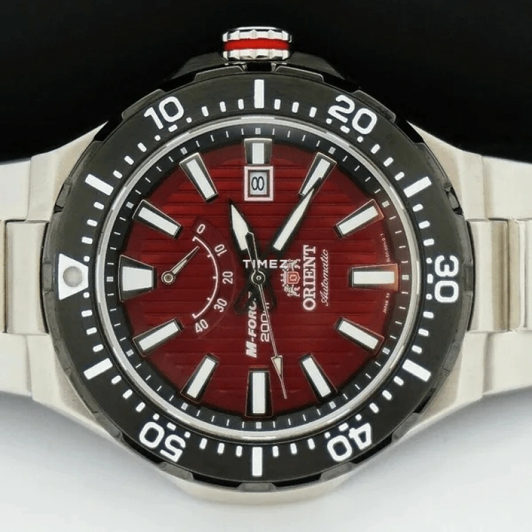 Orient,Other 49.10mm,49.10mm,Stainless Steel,Red,Automatic,Day,Power Reserve Indicator,SEL07002H