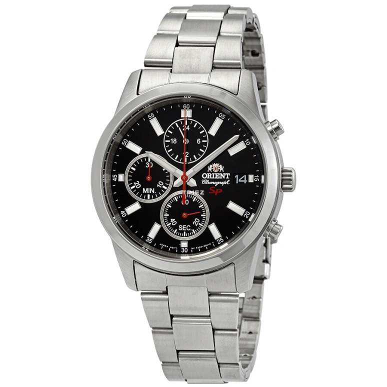 Orient,Sports 42mm,42mm,Stainless Steel,Black,Quartz,Chronograph,Day,FKU00002B