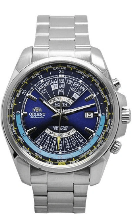 Orient,Sports 45mm,45mm,Stainless Steel,Blue,Automatic,Annual Calendar,Month,Day,EU0B002D