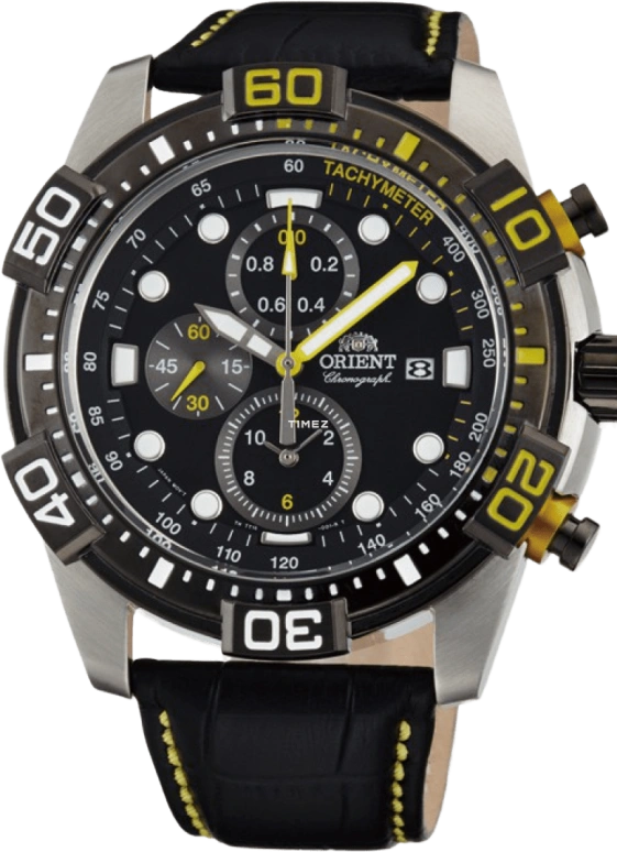 Orient,Sports 44.50mm,44.50mm,Stainless Steel,Black,Quartz,Chronograph,Day,FTT16005B
