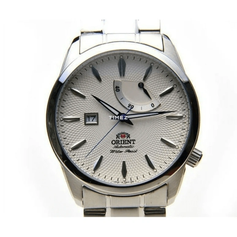 Orient,Other 40mm,40mm,Stainless Steel,Silver White,Automatic,Day,Power Reserve Indicator,SFD0E001W0