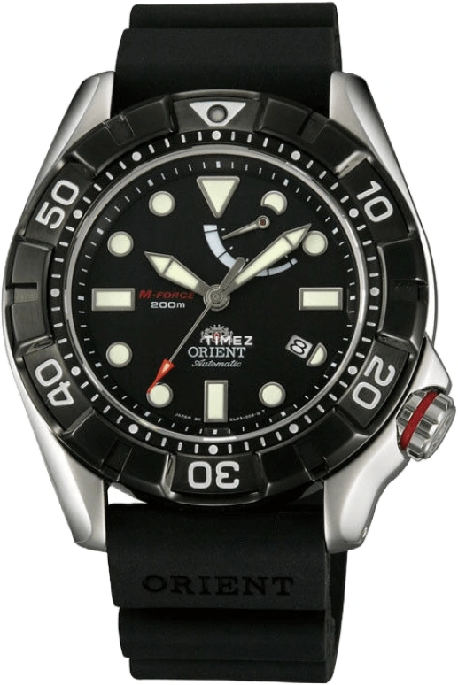 Orient,Other 46mm,46mm,Stainless Steel,Black,Automatic,Day,Power Reserve Indicator,SEL03004B
