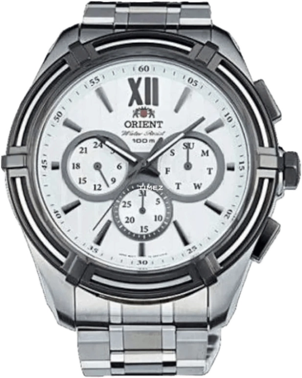 Orient,Sports 49mm,49mm,Stainless Steel,White,Quartz,Date,Day,FUZ01003W