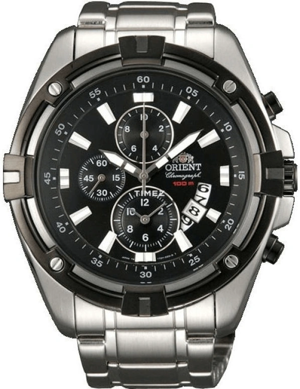 Orient,Sports 48mm,48mm,Stainless Steel,Black,Quartz,Chronograph,Day,FTT0Y002B