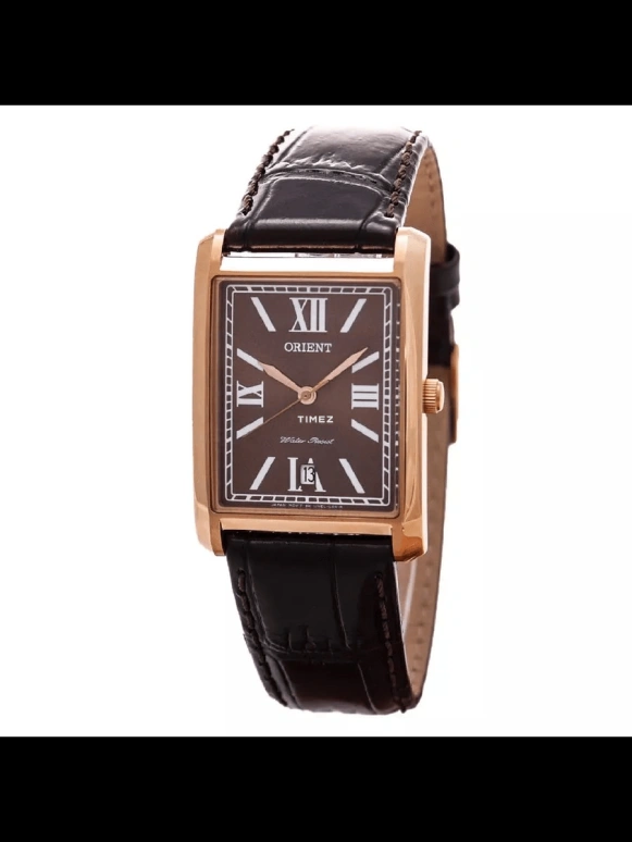 Orient,Other 39x27mm,39x27mm,Stainless Steel,Coffee,Quartz,Day,Glass,FUNEL001T