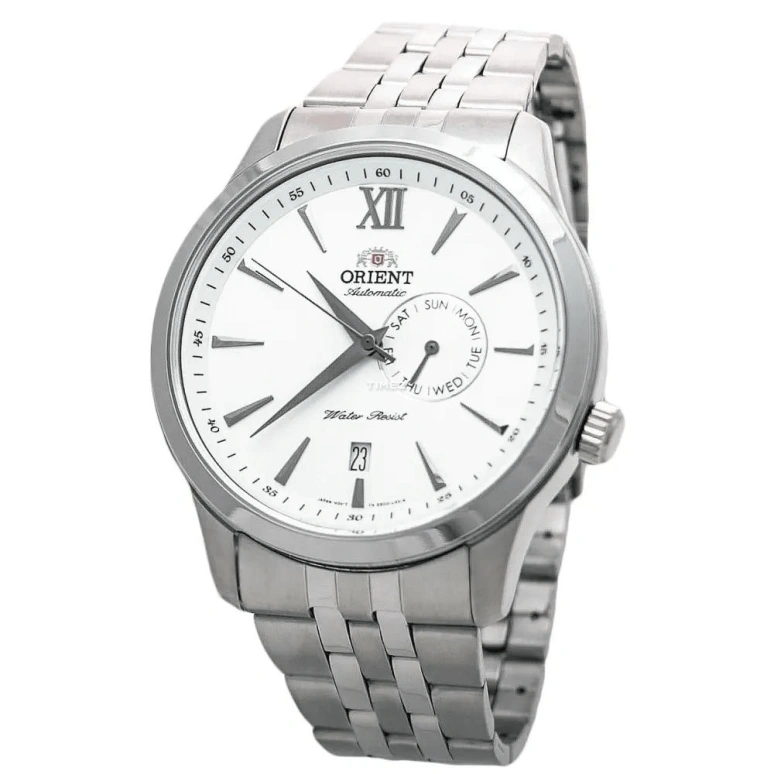 Orient,Classic 43mm,43mm,Stainless Steel,White,Automatic,Date,Day,FES00003W