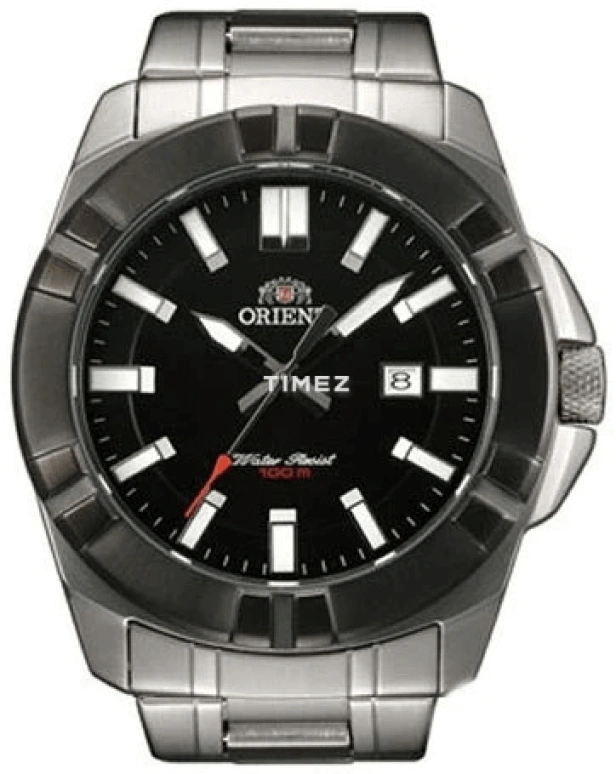 Orient,Sports 42mm,42mm,Stainless Steel,Black,Quartz,Day,Hardlex,Glass,UNE8001B