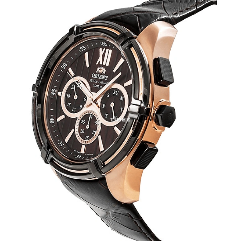 Orient,Sports 49mm,49mm,Stainless Steel,Brown,Quartz,Date,Day,UZ01005T