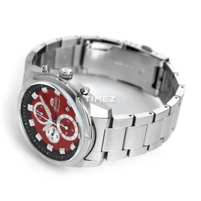 Orient,Other 43mm,43mm,Stainless Steel,Red,Quartz,Chronograph,Day,TT0U002H