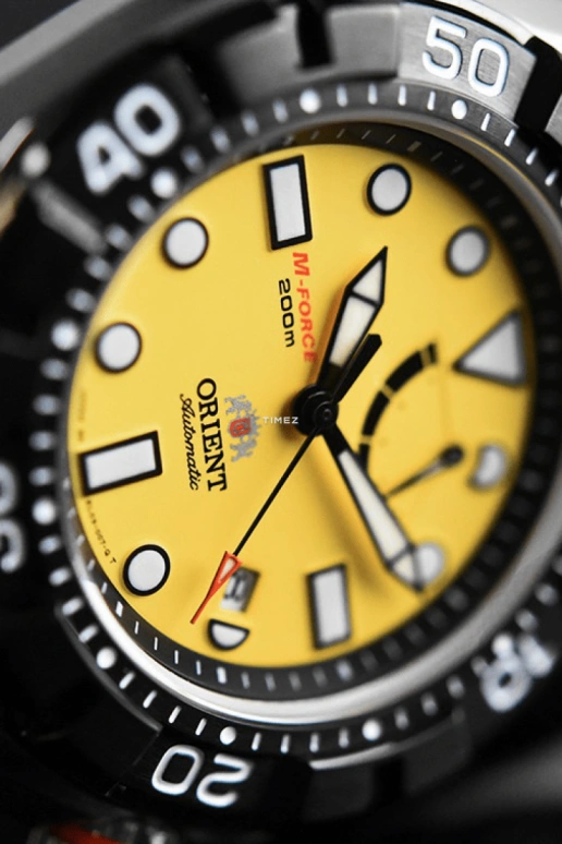 Orient,Other 46mm,46mm,Stainless Steel,Yellow,Automatic,Day,Power Reserve Indicator,SEL03005Y