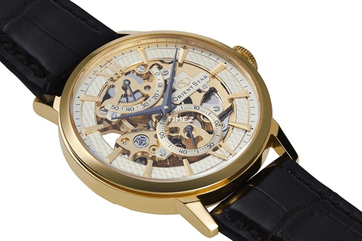 Orient,STAR 39mm,39mm,Stainless Steel,Skeleton,Cream,Handwound,Power Reserve Indicator,Sapphire,DX02001C