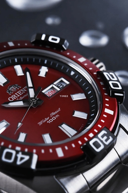 Orient,Other 45.50mm,45.50mm,Stainless Steel,Red,Automatic,Date,Day,FEM7R002H