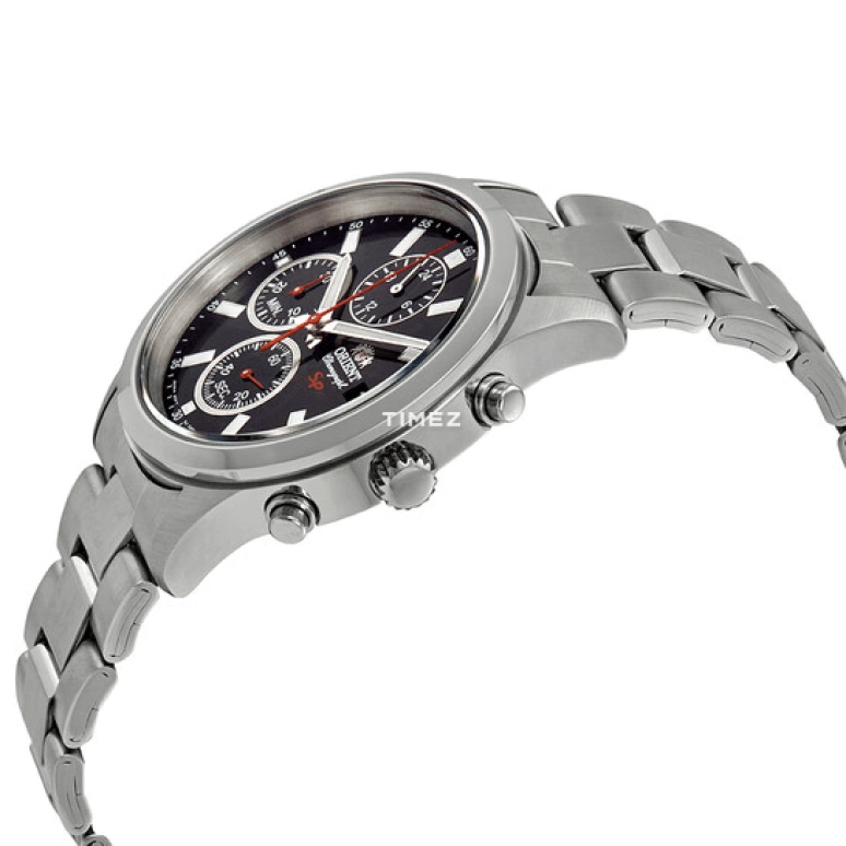 Orient,Sports 42mm,42mm,Stainless Steel,Black,Quartz,Chronograph,Day,FKU00002B