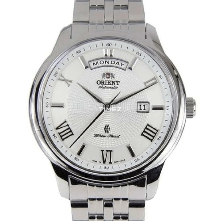 Orient,Contemporary 41mm,41mm,Stainless Steel,Silver White,Automatic,Date,Day,EV0P002W