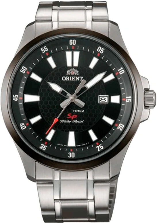 Orient,Other 42mm,42mm,Stainless Steel,Black,Quartz,Day,Sapphire,Crystal Glass,SUNE1001B0