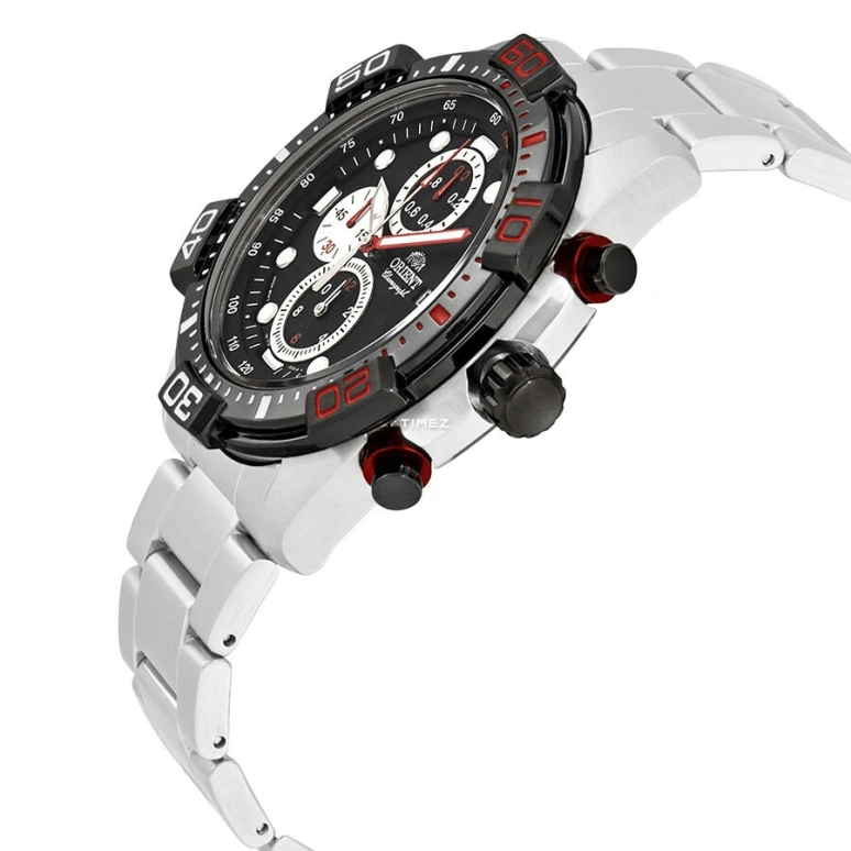 Orient,Sports 44.50mm,44.50mm,Stainless Steel,Black,Quartz,Chronograph,Day,FTT16002B