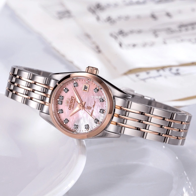 Orient,Other 25.50mm,25.50mm,Stainless Steel,Pink,Automatic,Day,Sapphire,Crystal Glass,SNR1U001Z0