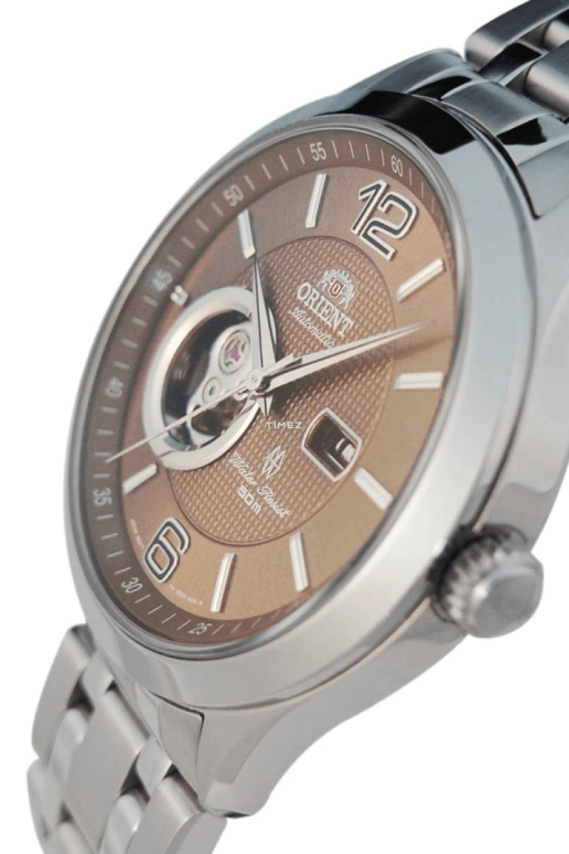 Orient,Classic 38.50mm,38.50mm,Stainless Steel,Coffee,Automatic,Day,Sapphire,Crystal Glass,FDB05001T