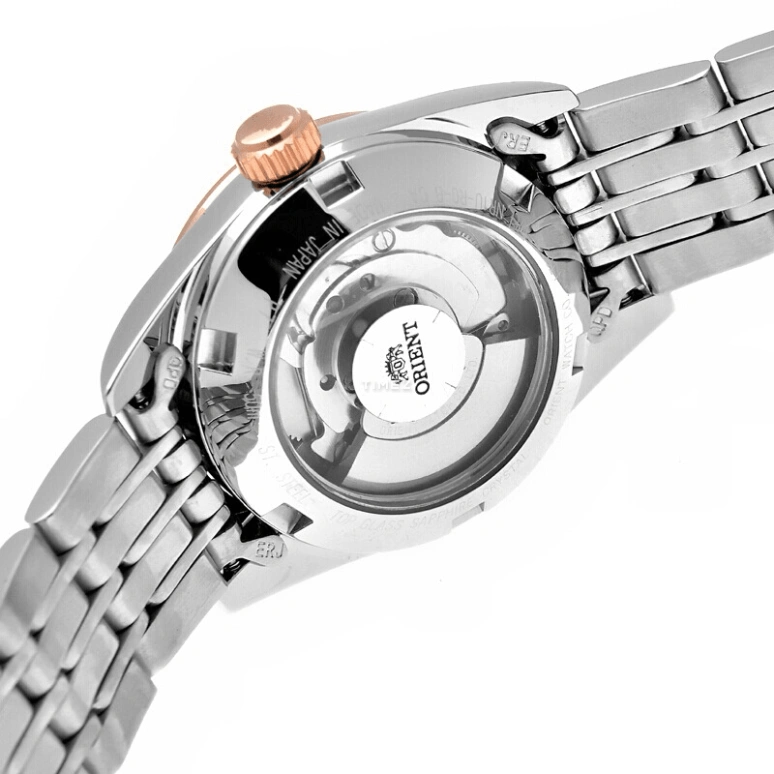 Orient,Other 25.50mm,25.50mm,Stainless Steel,Pink,Automatic,Day,Sapphire,Crystal Glass,SNR1U001Z0