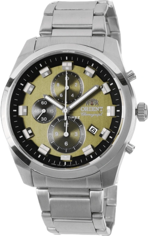 Orient,Other 43mm,43mm,Stainless Steel,Green,Quartz,Chronograph,Day,TT0U002F