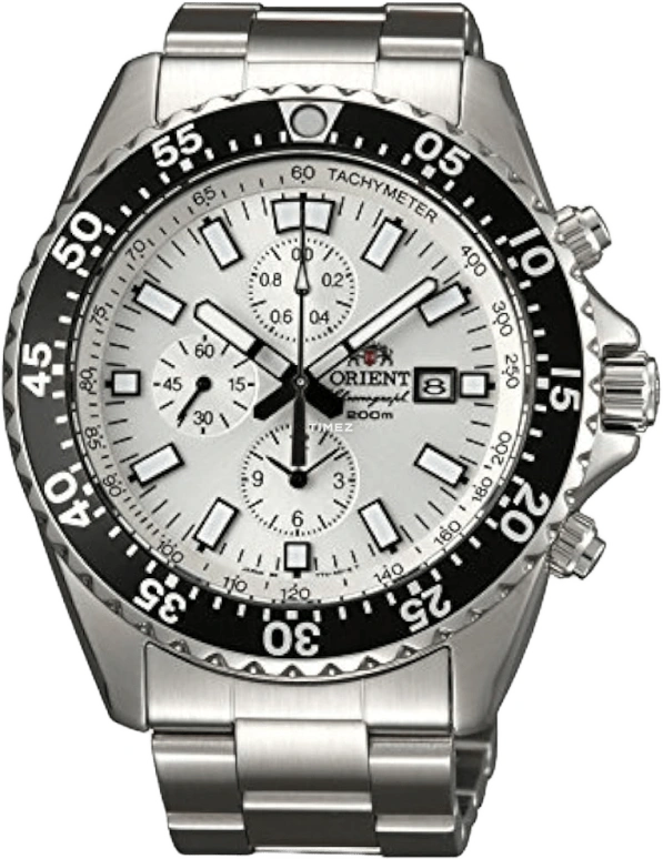 Orient,Sports 45mm,45mm,Stainless Steel,White,Quartz,Chronograph,Day,Big Date,STT11003W0