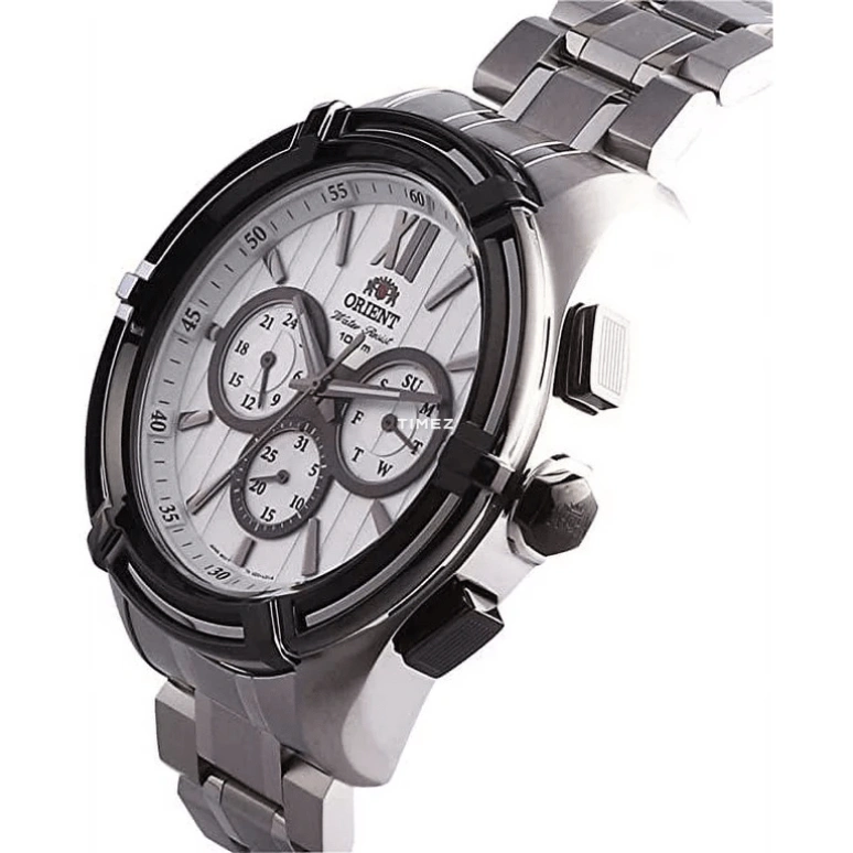 Orient,Sports 49mm,49mm,Stainless Steel,White,Quartz,Date,Day,FUZ01003W