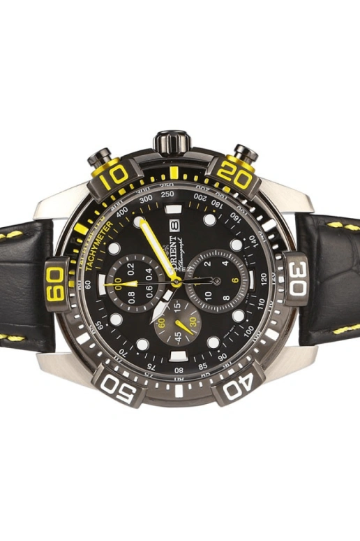 Orient,Sports 44.50mm,44.50mm,Stainless Steel,Black,Quartz,Chronograph,Day,FTT16005B