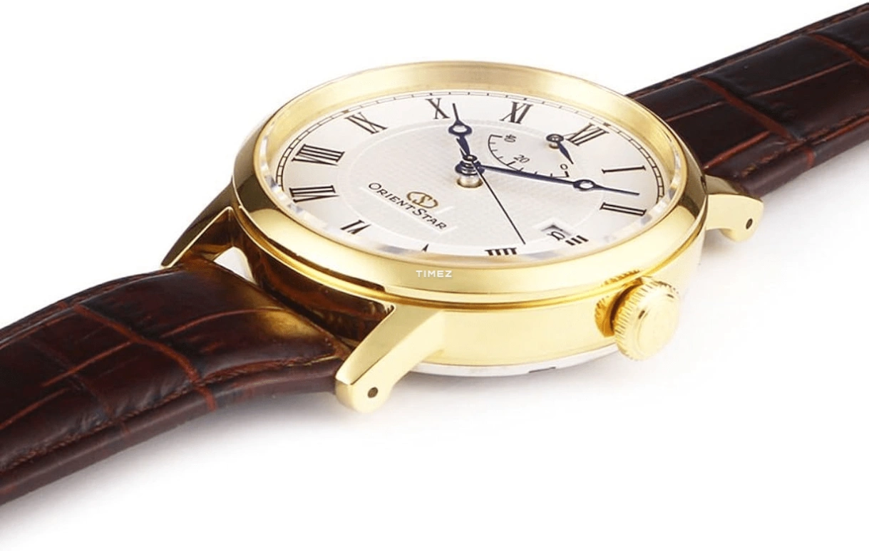 Orient,STAR 38.70mm,38.70mm,Yellow Gold,White,Handwound,Day,Power Reserve Indicator,SEL09002W