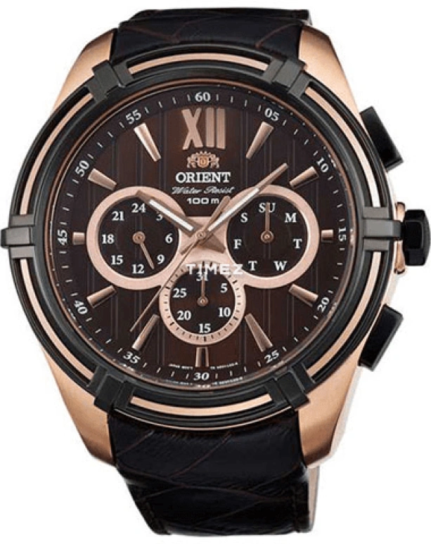 Orient,Sports 49mm,49mm,Stainless Steel,Brown,Quartz,Date,Day,UZ01005T
