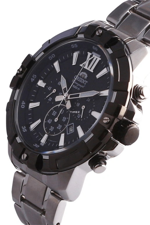 Orient,Other 47mm,47mm,Stainless Steel,Black,Quartz,Chronograph,Day,FTW03001B
