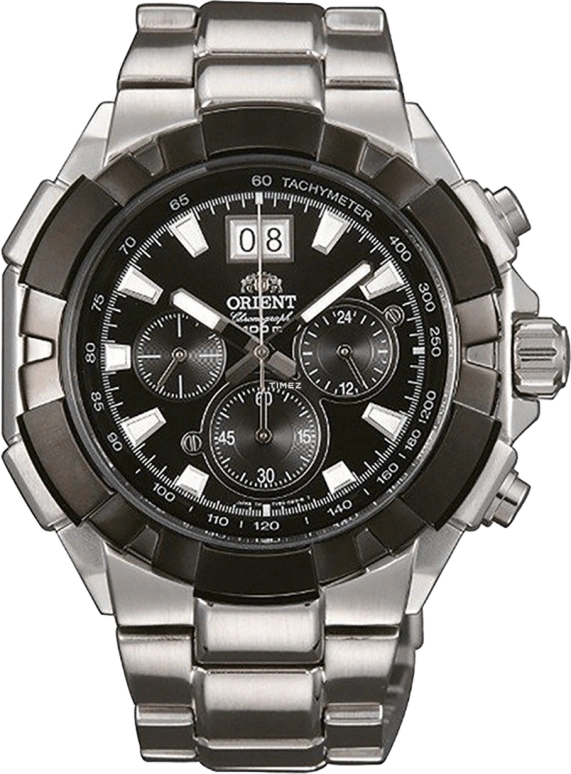 Orient,Sports 45.20mm,45.20mm,Stainless Steel,Black,Quartz,Chronograph,Day,STV00002B0