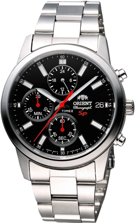 Orient,Sports 42mm,42mm,Stainless Steel,Black,Quartz,Chronograph,Day,FKU00002B