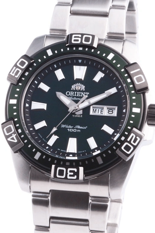 Orient,Other 45.50mm,45.50mm,Stainless Steel,Green,Automatic,Date,Day,FEM7R001F
