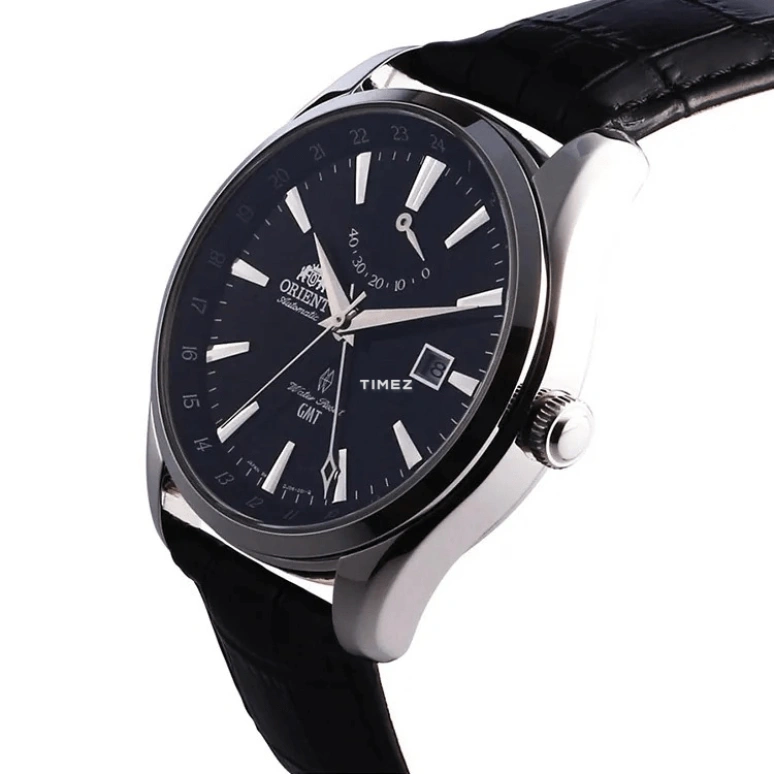 Orient,Classic 42mm,42mm,Stainless Steel,Black,Handwound,Day,Power Reserve Indicator,Dule Time,SDJ05002B