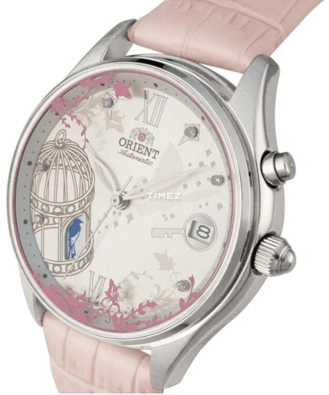 Orient,Other 36mm,36mm,Stainless Steel,Pink Red,Automatic,Day,Glass,FDM00004W