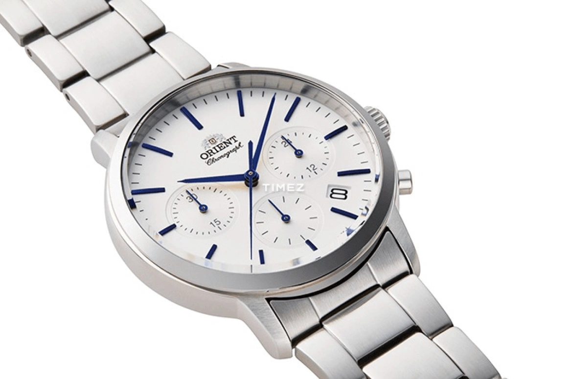 Orient,Contemporary 40.40mm,40.40mm,Stainless Steel,White,Quartz,Chronograph,Day,RA,RA-KV0302S