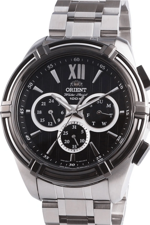 Orient,Sports 49mm,49mm,Stainless Steel,Black,Quartz,Date,Day,FUZ01002B