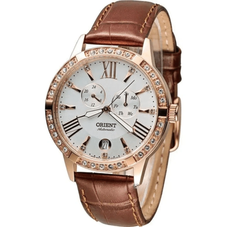 Orient,Other 37mm,37mm,Rose Gold,White,Automatic,Date,Day,Dule Time,FET0Y002W
