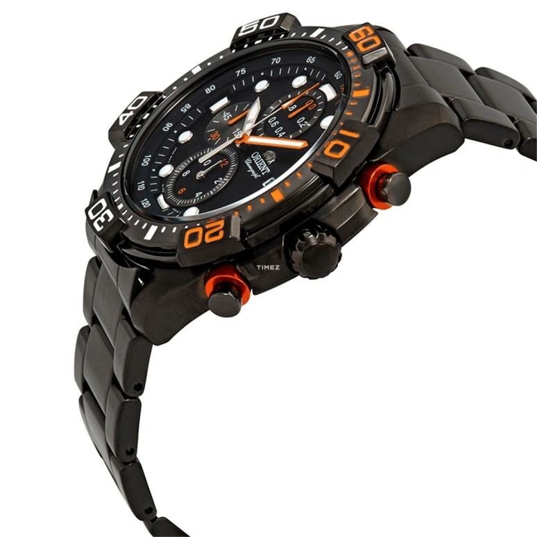 Orient,Sports 44.50mm,44.50mm,Stainless Steel,Black,Quartz,Chronograph,Day,FTT16001F