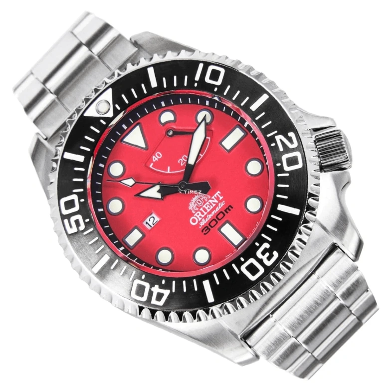 Orient,Other 45.70mm,45.70mm,Stainless Steel,Ceramic,Red,Automatic,Day,Power Reserve Indicator,SEL02003H