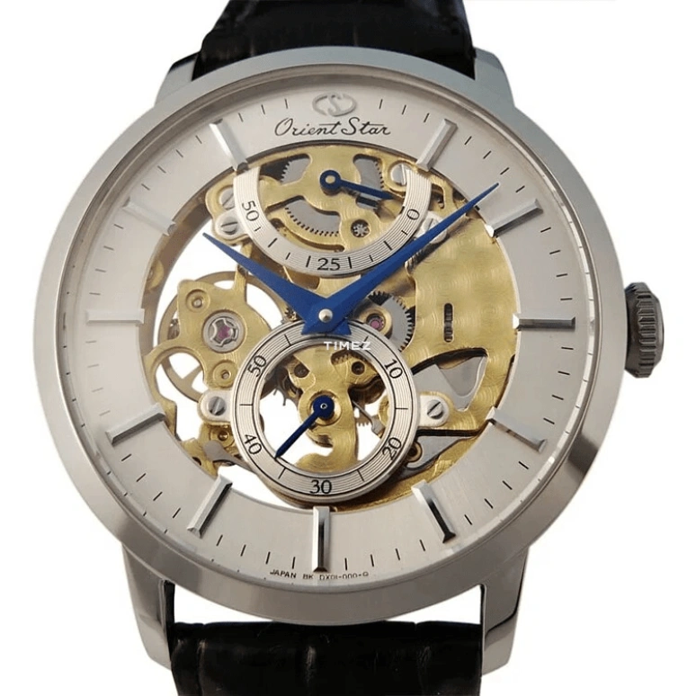 Orient,Other 39mm,39mm,Stainless Steel,Silver White,Skeleton,Handwound,Power Reserve Indicator,Sapphire,WZ0021DX