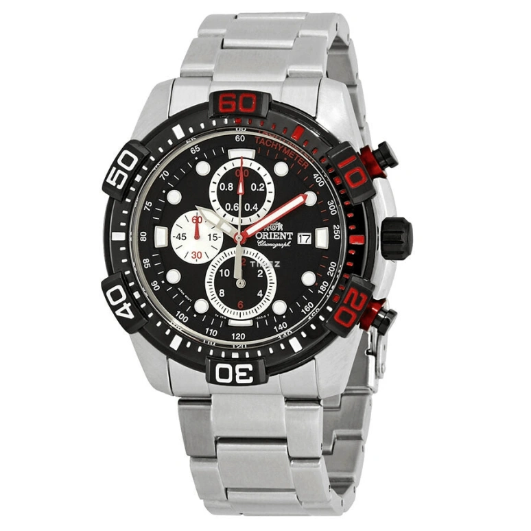 Orient,Sports 44.50mm,44.50mm,Stainless Steel,Black,Quartz,Chronograph,Day,FTT16002B