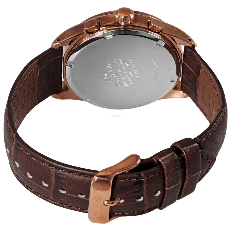 Orient,Classic 41.50mm,41.50mm,Stainless Steel,Rose Gold,Coffee,Quartz,Chronograph,Day,Big Date,FTV01001T