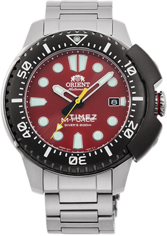 Orient,Sports 45mm,45mm,Stainless Steel,Red,Handwound,Automatic,Day,Sapphire,Crystal Glass,RA,RA-AC0L02R