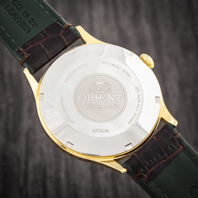 Orient,Other 42mm,42mm,Stainless Steel,Green,Automatic,Day,Glass,FAC08002F