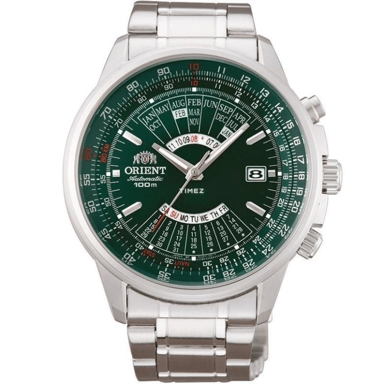 Orient,Sports 44mm,44mm,Stainless Steel,Green,Handwound,Automatic,Month,Date,Day,FEU07007FX