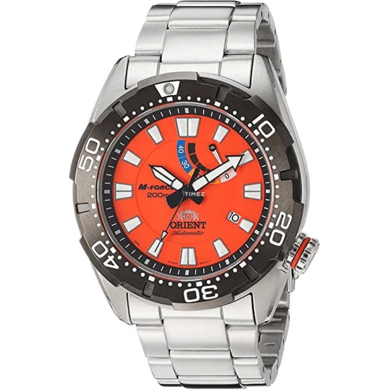 Orient,Other 45mm,45mm,Stainless Steel,Orange,Automatic,Day,Power Reserve Indicator,SEL0A003M